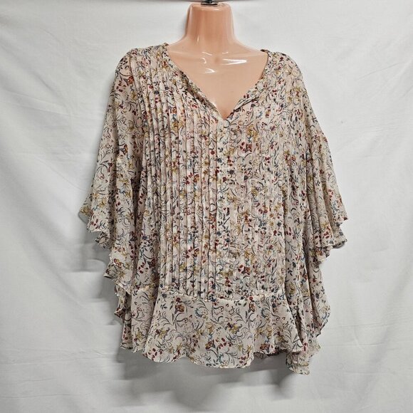 Sundance Women Top Blouse Shirt Size M Soft Pink Sheer Floral Chiffon - Picture 3 of 11